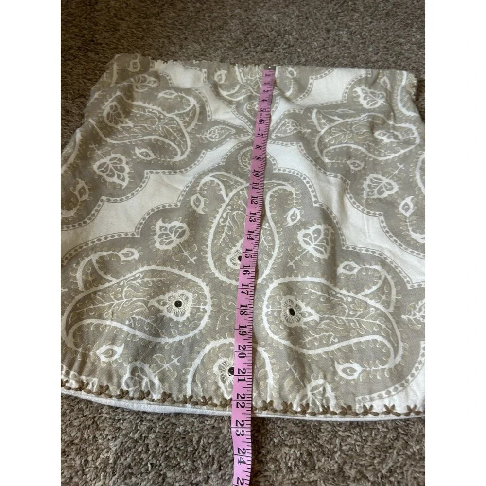 POTTERY BARN Paisley Medallion Pillow Cover Tan Golden Wheat Cotton Button 24”